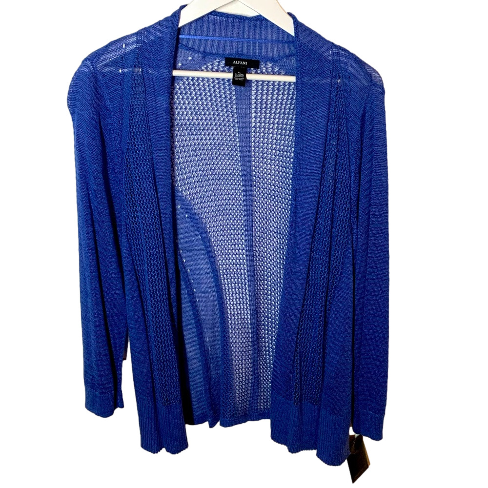NWT Alfani Crochet Knit Open Cardigan